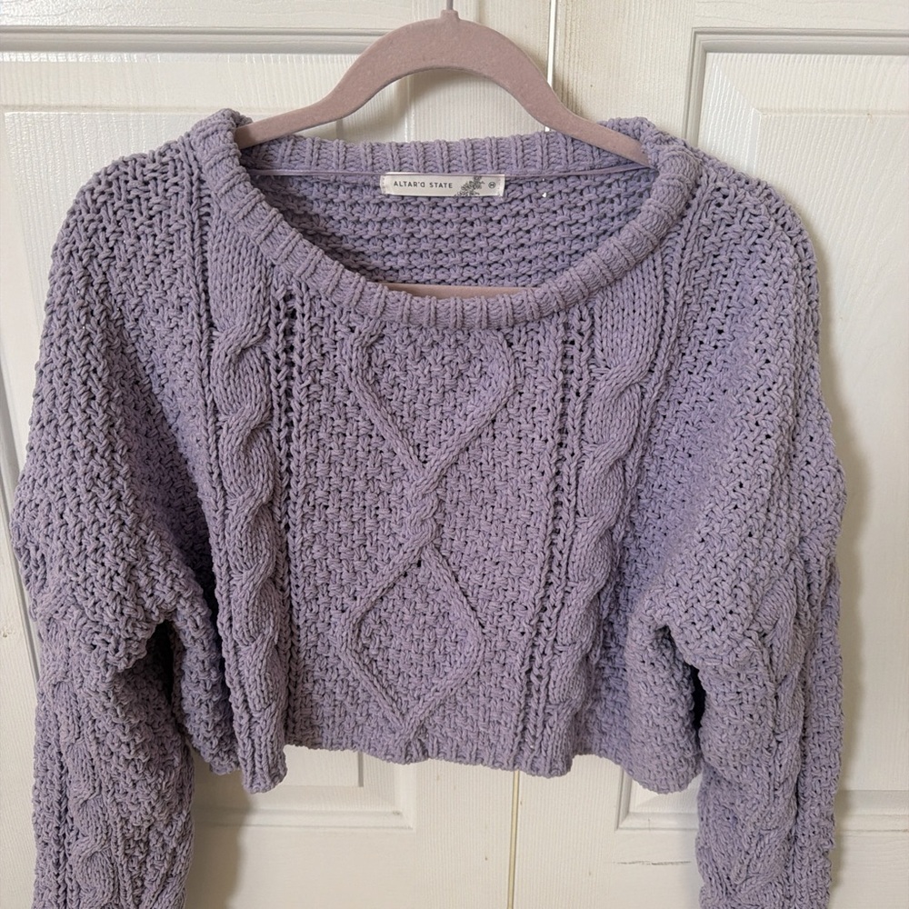 Altar'd State Lavender Cable Knit Sweater